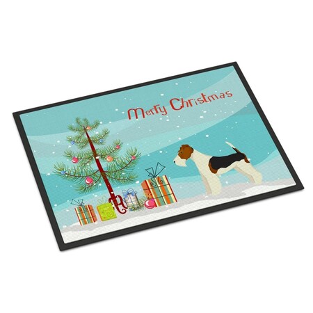 Carolines Treasures 24 x 36 in. Fox Terrier Christmas Tree Indoor or Outdoor Mat CK3538JMAT